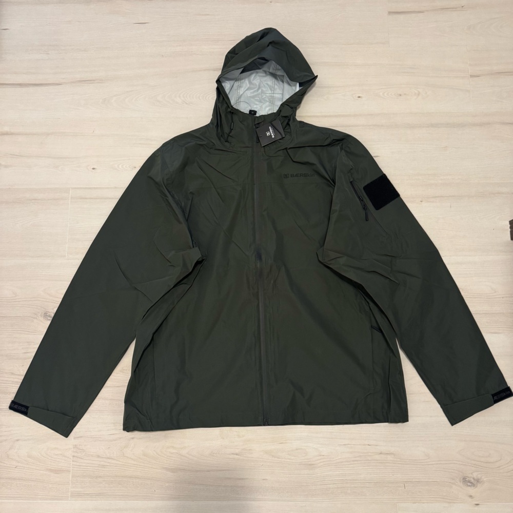 Men's Hooded Waterproof Raincoat - Dark Olive